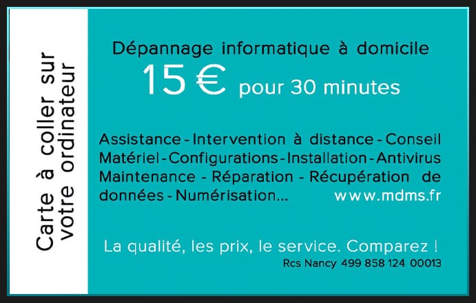 Verso carte de visite de MD Micro Services